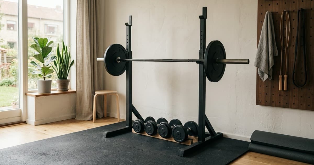 Vektstang i stativ på treningssenter — gym-program med baseløft