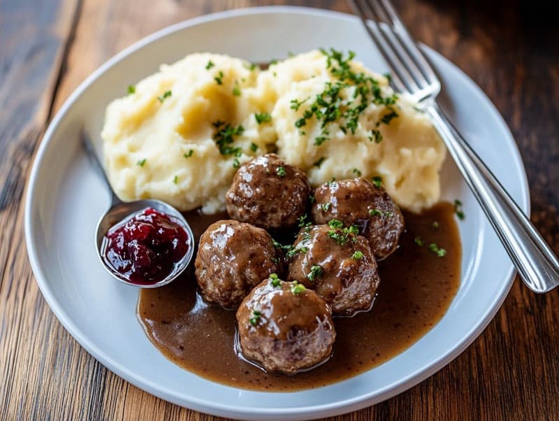 Hjemmelagde kjøttkaker med brun saus