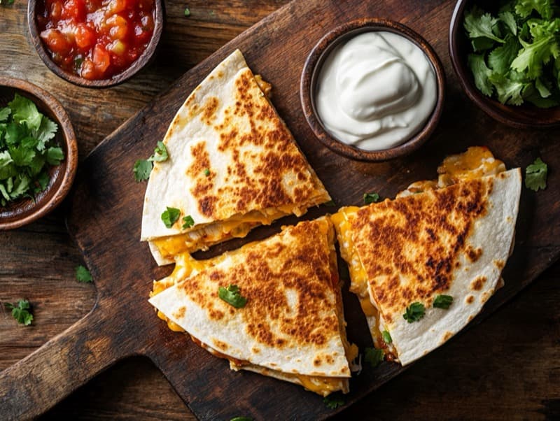 Kyllingquesadilla med ost og salsa