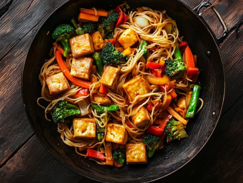 Kylling stir-fry med grønnsaker og soyasaus