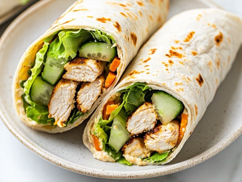 Kyllingwrap med hummus og grønnsaker