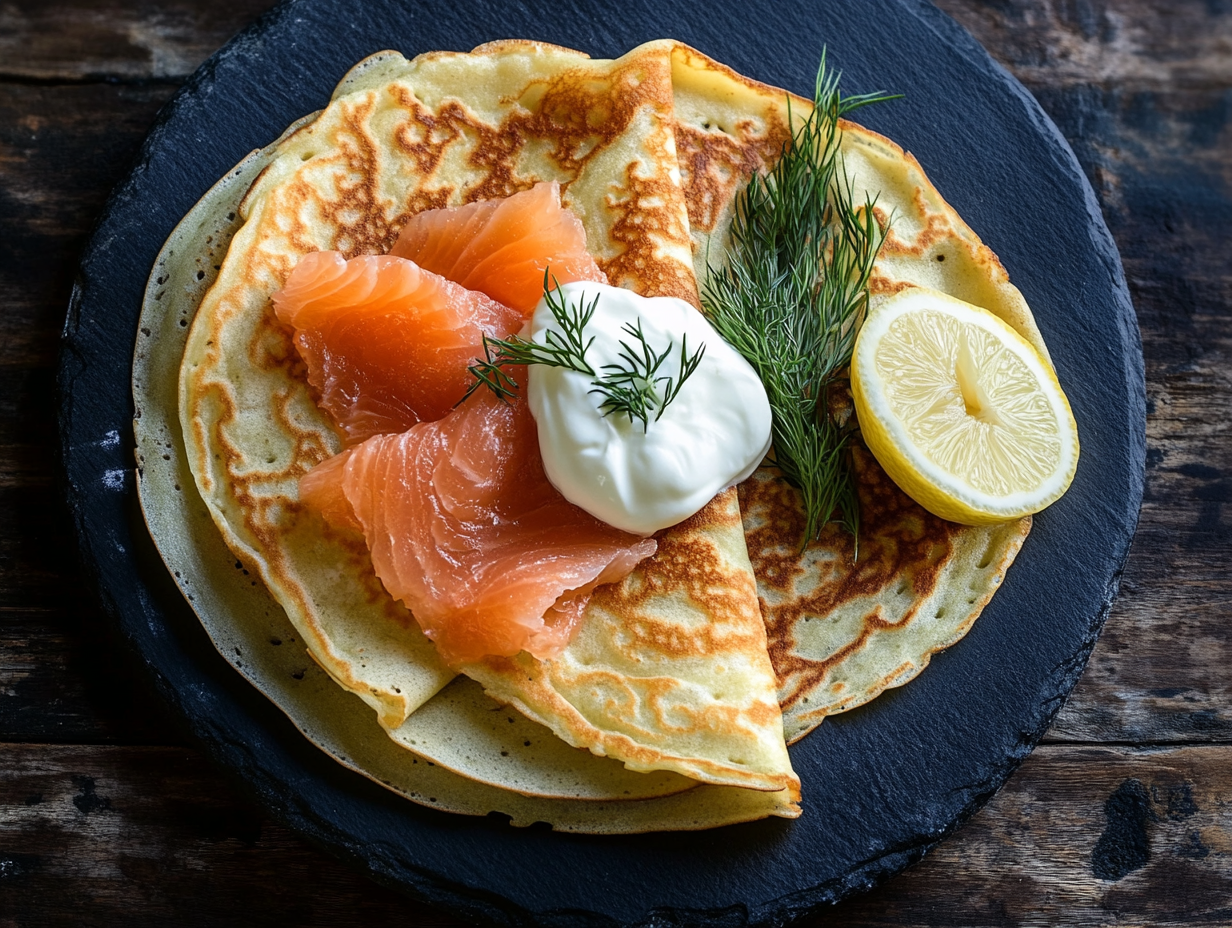 Cottage cheese pannekaker stablet på tallerken med friske bær og honning